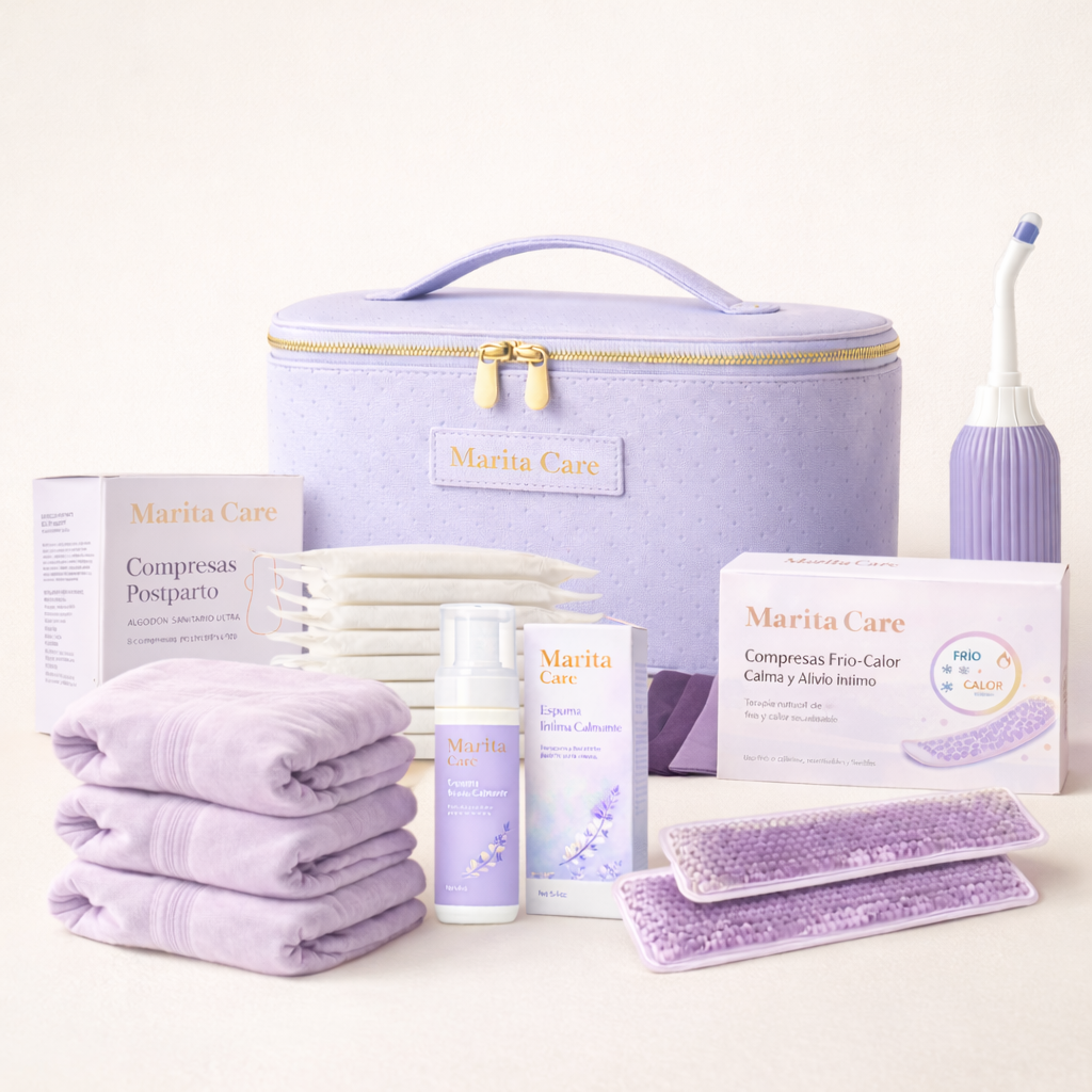 Kit postparto completo Marita Care con neceser, compresas, espuma y accesorios